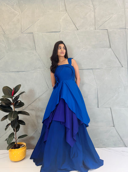 Royal Blue Layered Gown