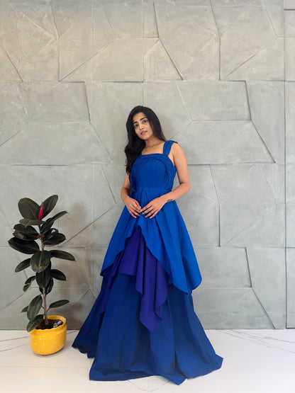 Royal Blue Layered Gown