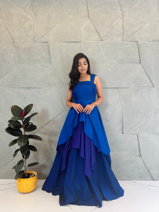 Royal Blue Layered Gown