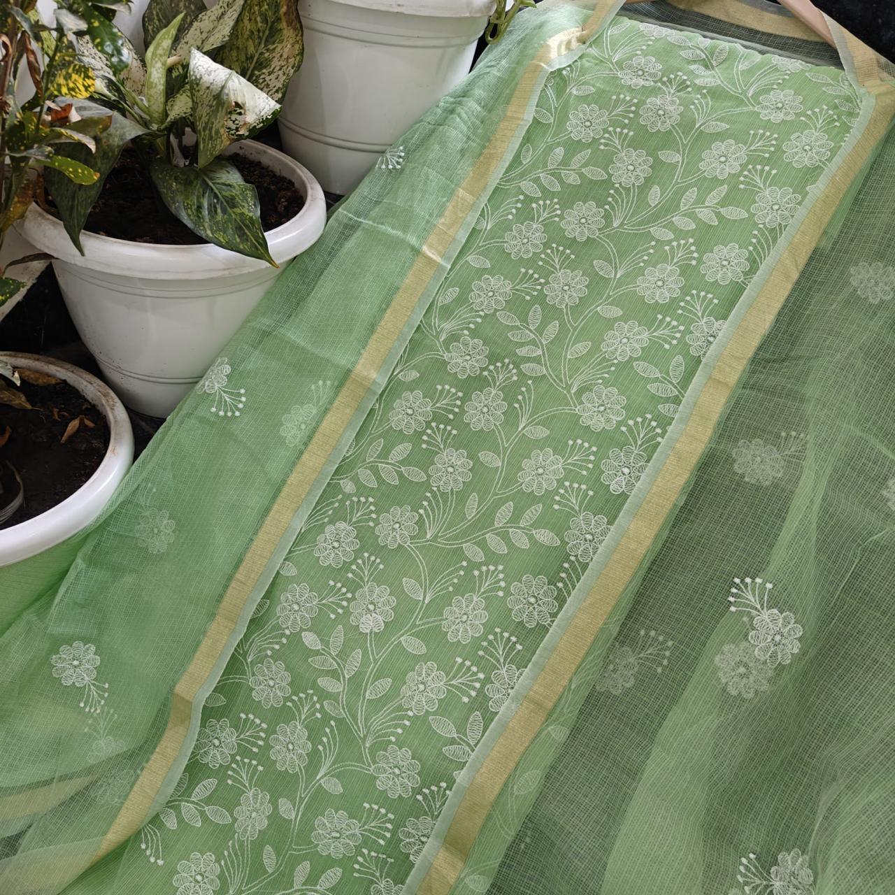 Kota Embroidered Kurta and Dupatta Set
